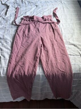 Women's Linen Pants - Dusty Rose with stripe